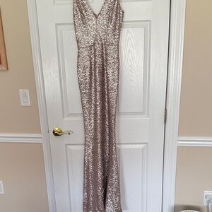 Dress the Population Sequin Gown in Rose Gold